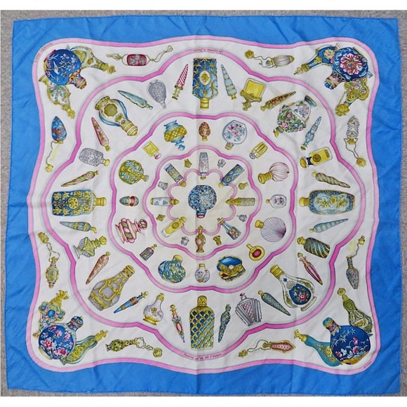 Hermes Blue and Pink Silk Scarf with Elegant Motif - Picture 1 of 14